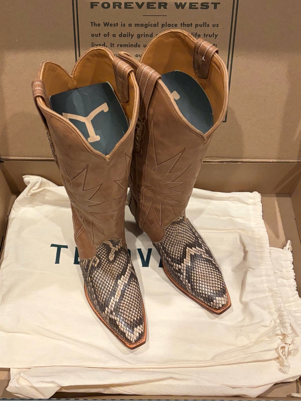 LIMITED RELEASE Tecovas Loretta Mangrove Invasive Python Snip Toe Cowgirl Boots